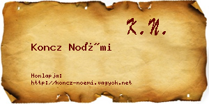 Koncz Noémi névjegykártya